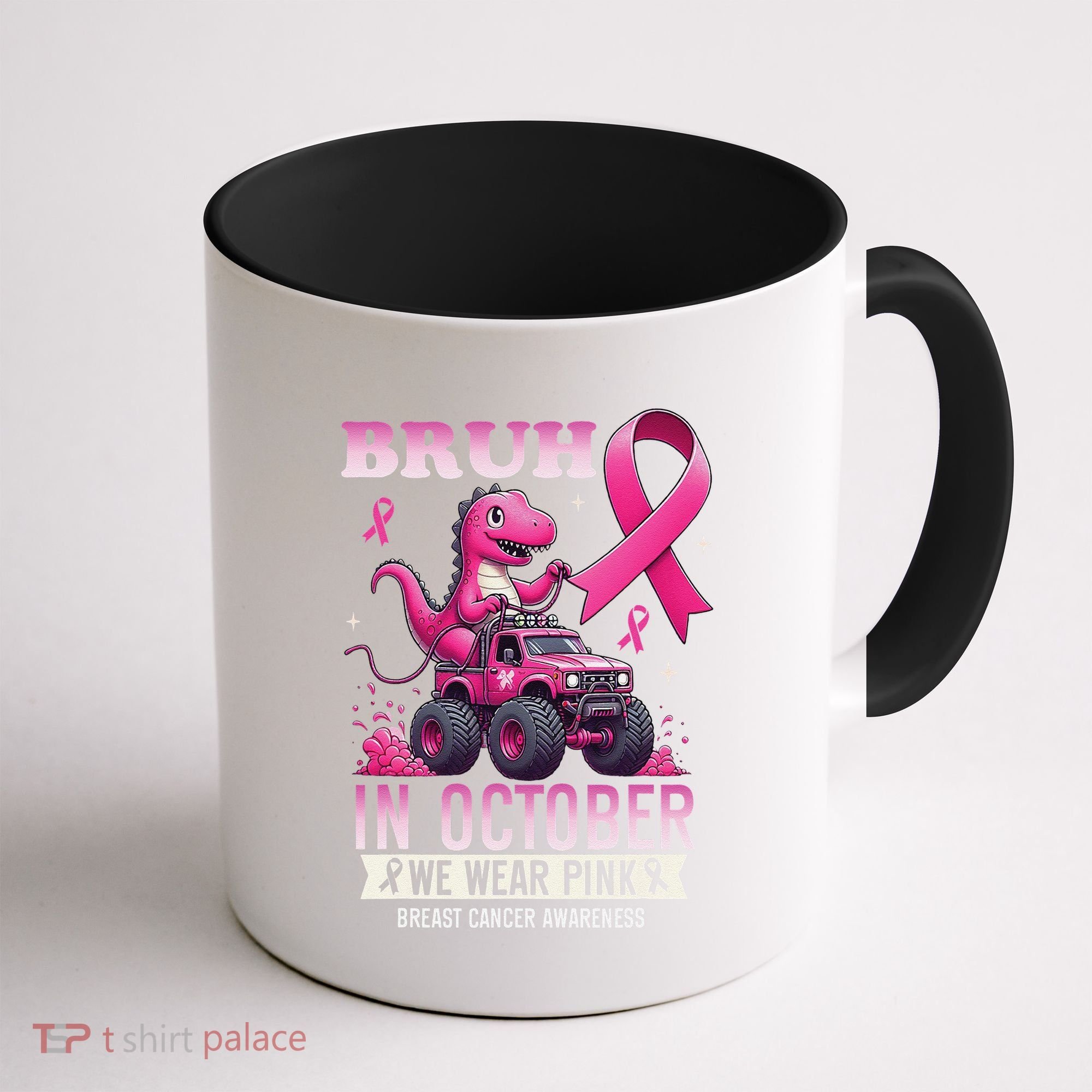 Bruh In October We Wear Pin.K Breast Cancer Awareness Coffee Mug