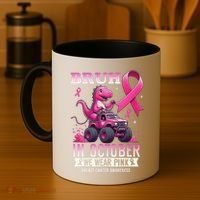 Bruh In October We Wear Pin.K Breast Cancer Awareness Coffee Mug thumb 4