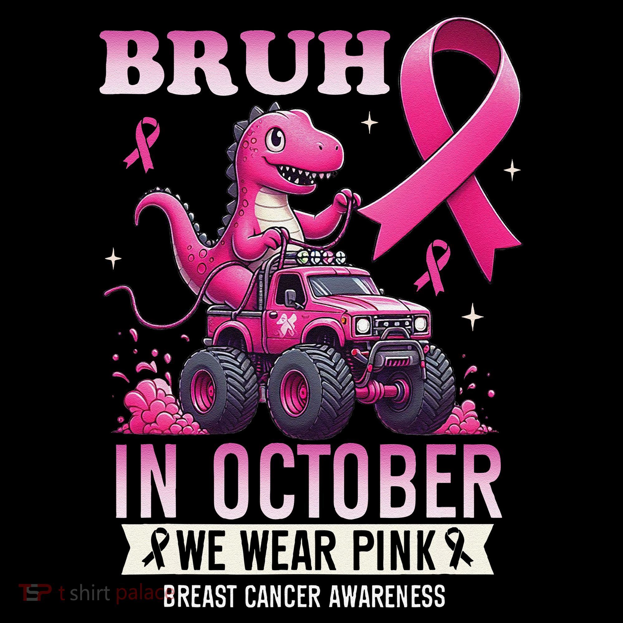 Bruh In October We Wear Pin.K Breast Cancer Awareness Coffee Mug