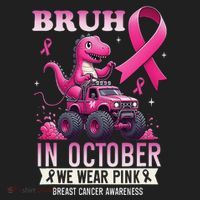 Bruh In October We Wear Pin.K Breast Cancer Awareness Hat thumb 2