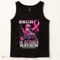 Bruh In October We Wear Pin.K Breast Cancer Awareness Tank Top thumb 2
