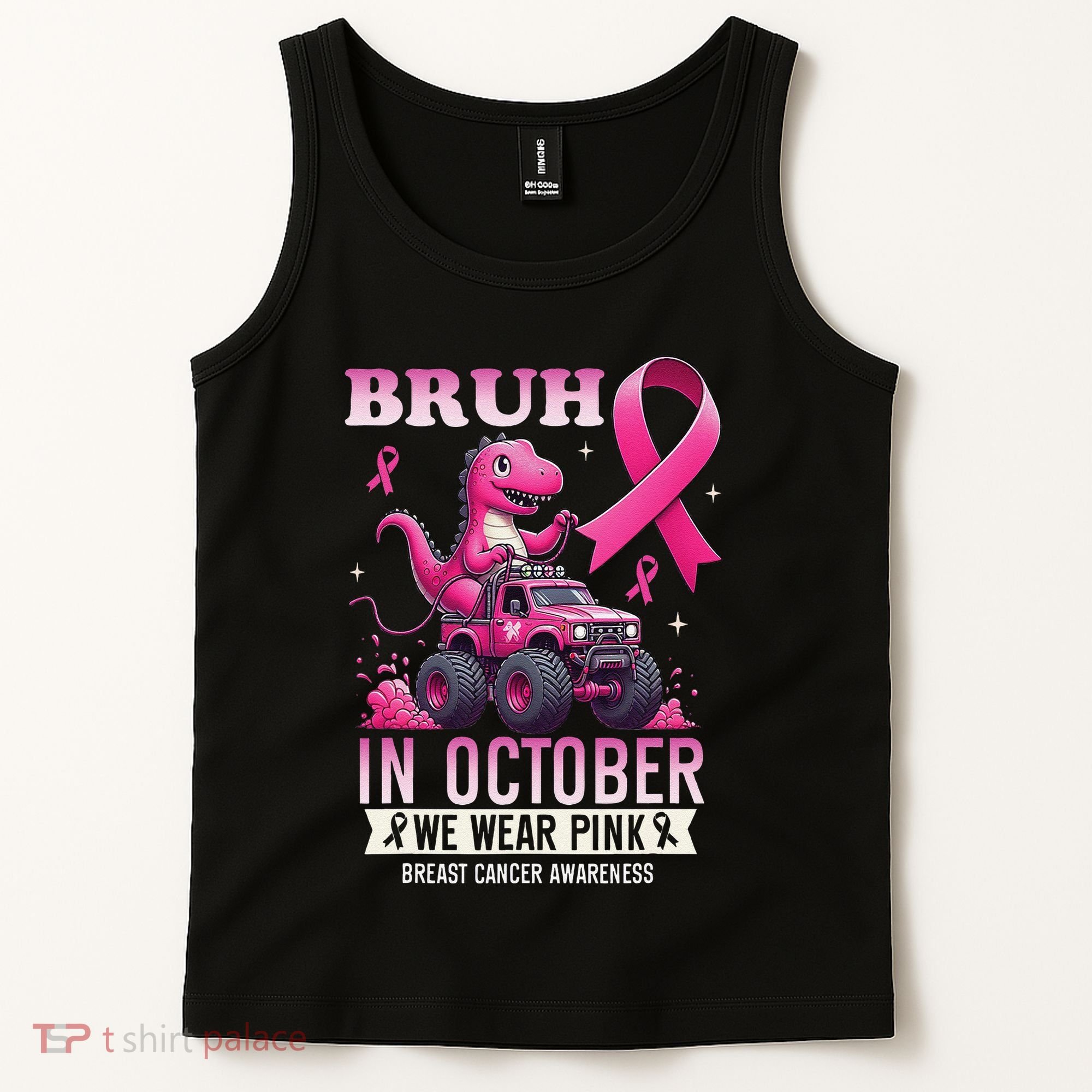 Bruh In October We Wear Pin.K Breast Cancer Awareness Tank Top