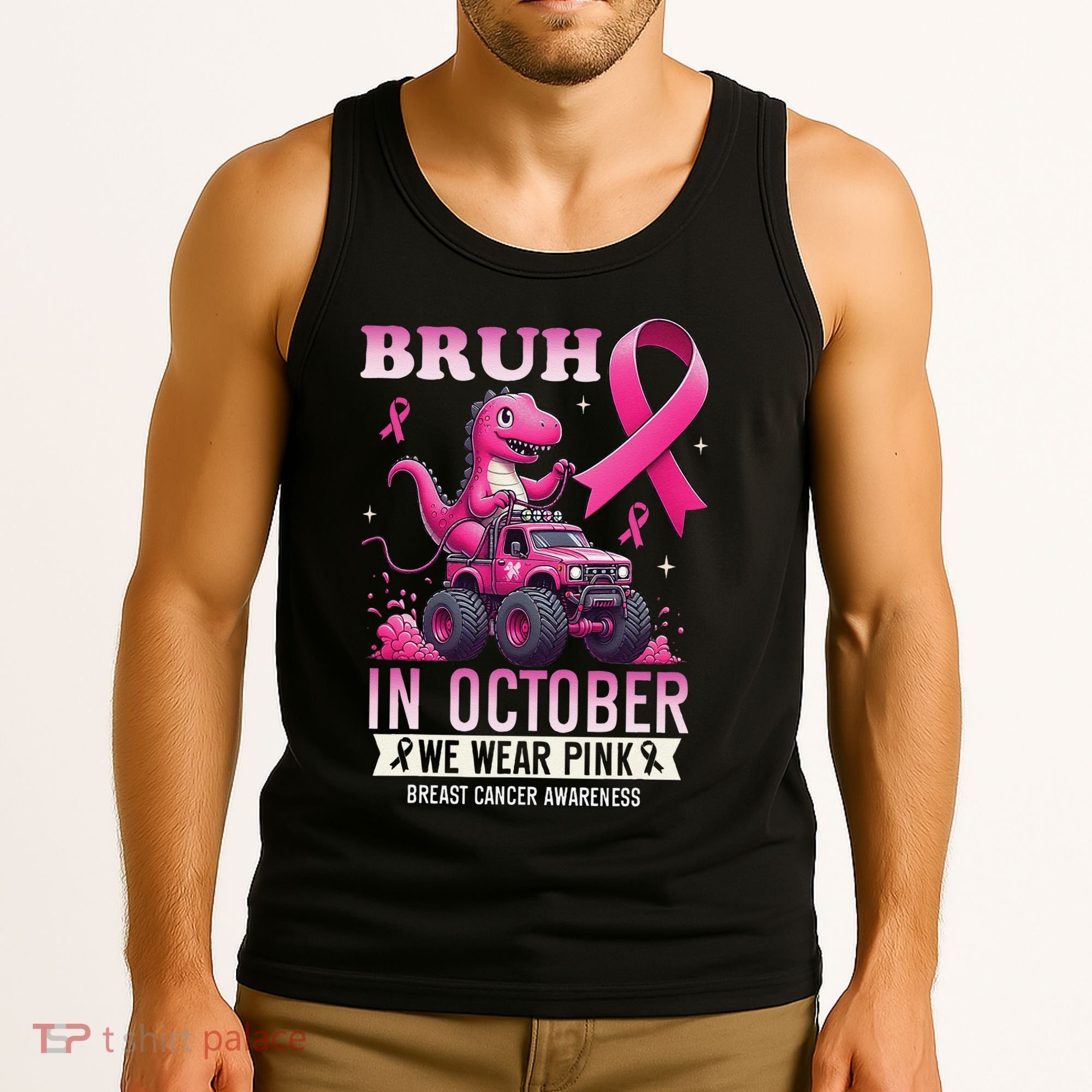 Bruh In October We Wear Pin.K Breast Cancer Awareness Tank Top