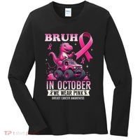 Bruh In October We Wear Pin.K Breast Cancer Awareness Women's Long Sleeve Shirt thumb 0