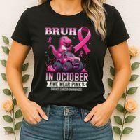 Bruh In October We Wear Pin.K Breast Cancer Awareness Women's T-Shirt thumb 2