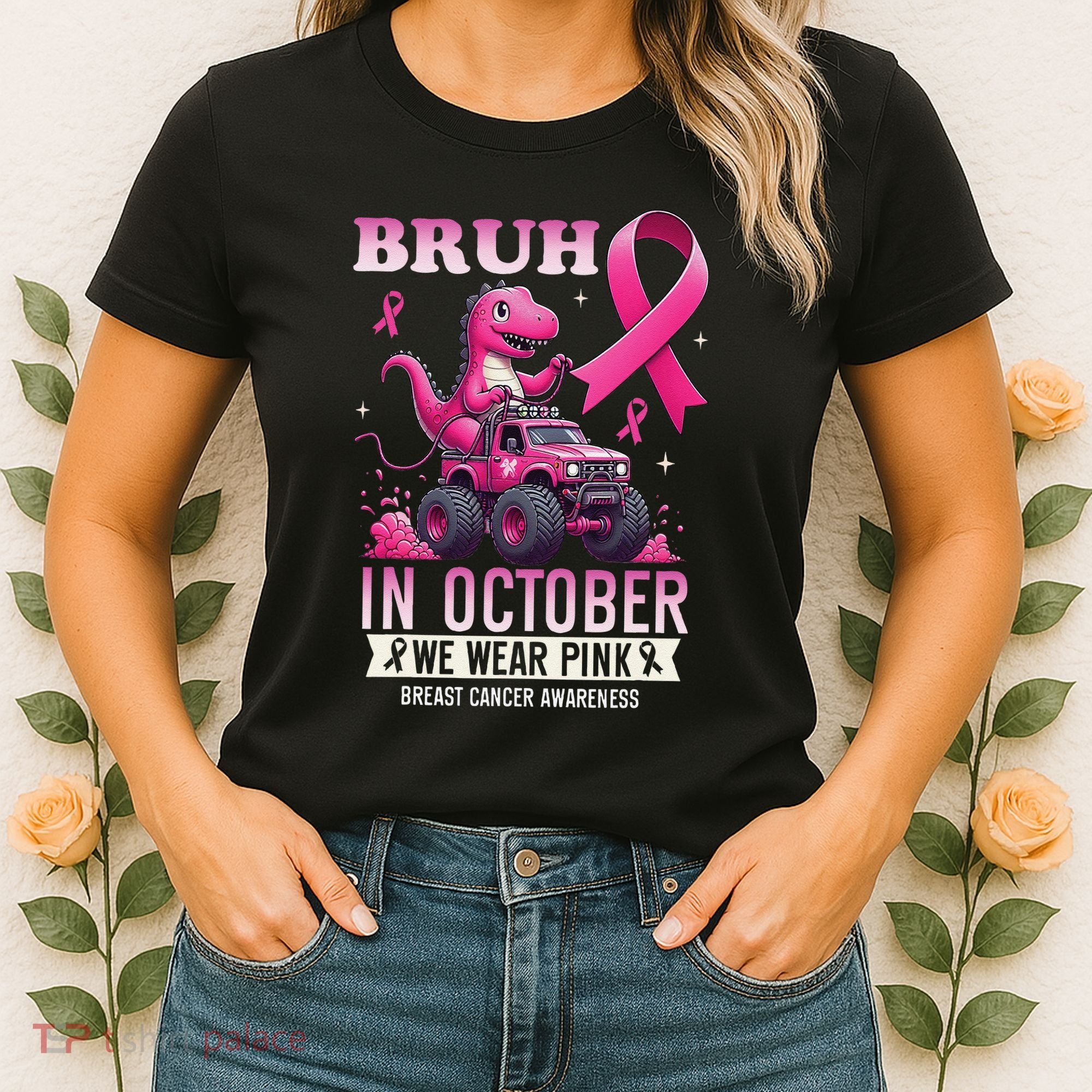 Bruh In October We Wear Pin.K Breast Cancer Awareness Women's T-Shirt