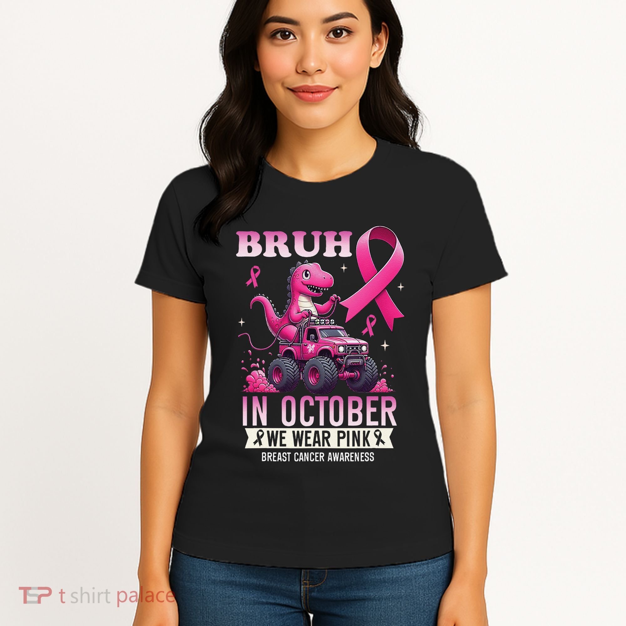 Bruh In October We Wear Pin.K Breast Cancer Awareness Women's T-Shirt
