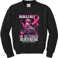 Bruh In October We Wear Pin.K Breast Cancer Awareness Kids Sweatshirt thumb 0