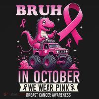 Bruh In October We Wear Pin.K Breast Cancer Awareness Kids Sweatshirt thumb 2