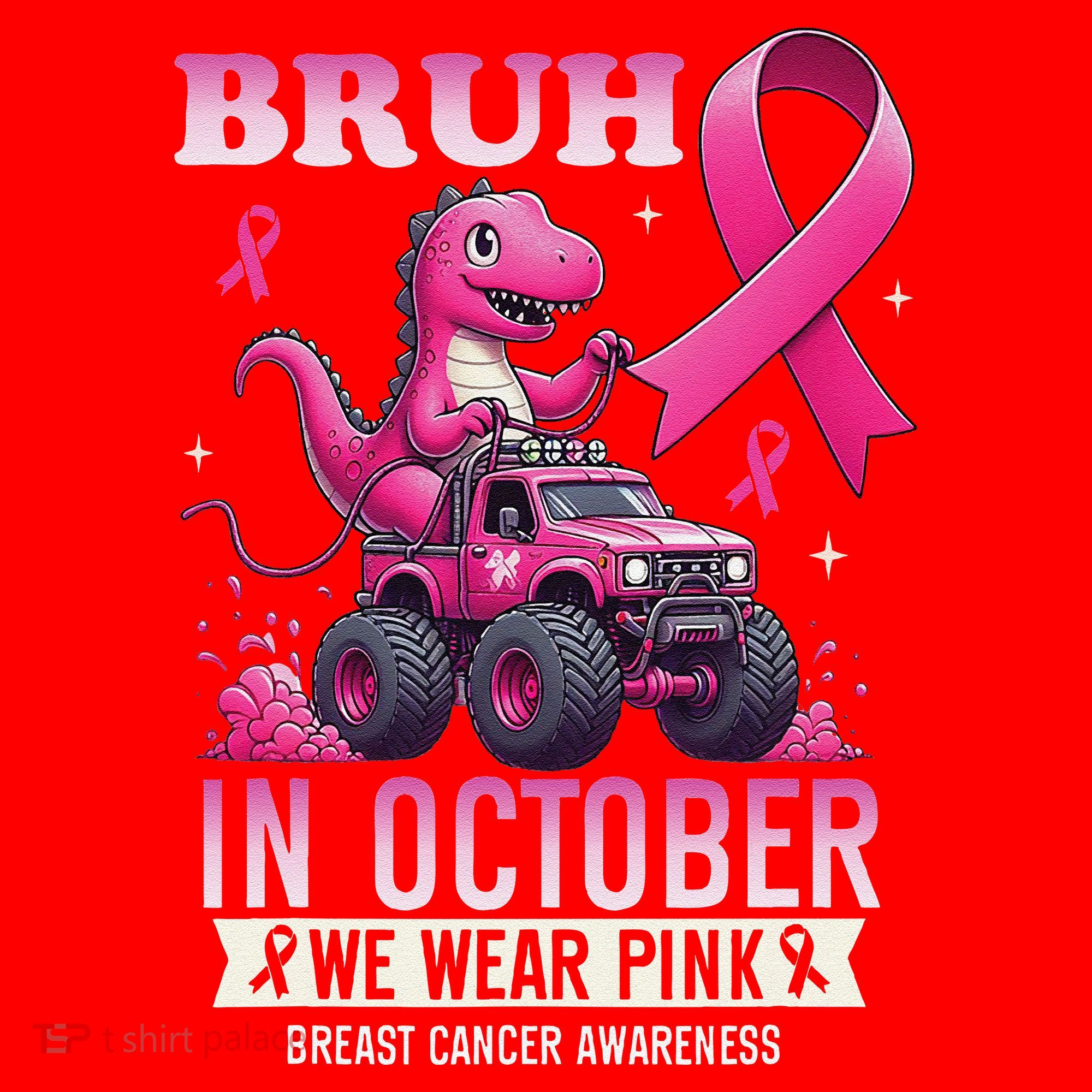 Bruh In October We Wear Pin.K Breast Cancer Awareness Santa Hat