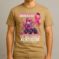 Bruh In October We Wear Pin.K Breast Cancer Awareness T-Shirt thumb 3