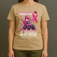Bruh In October We Wear Pin.K Breast Cancer Awareness T-Shirt thumb 4