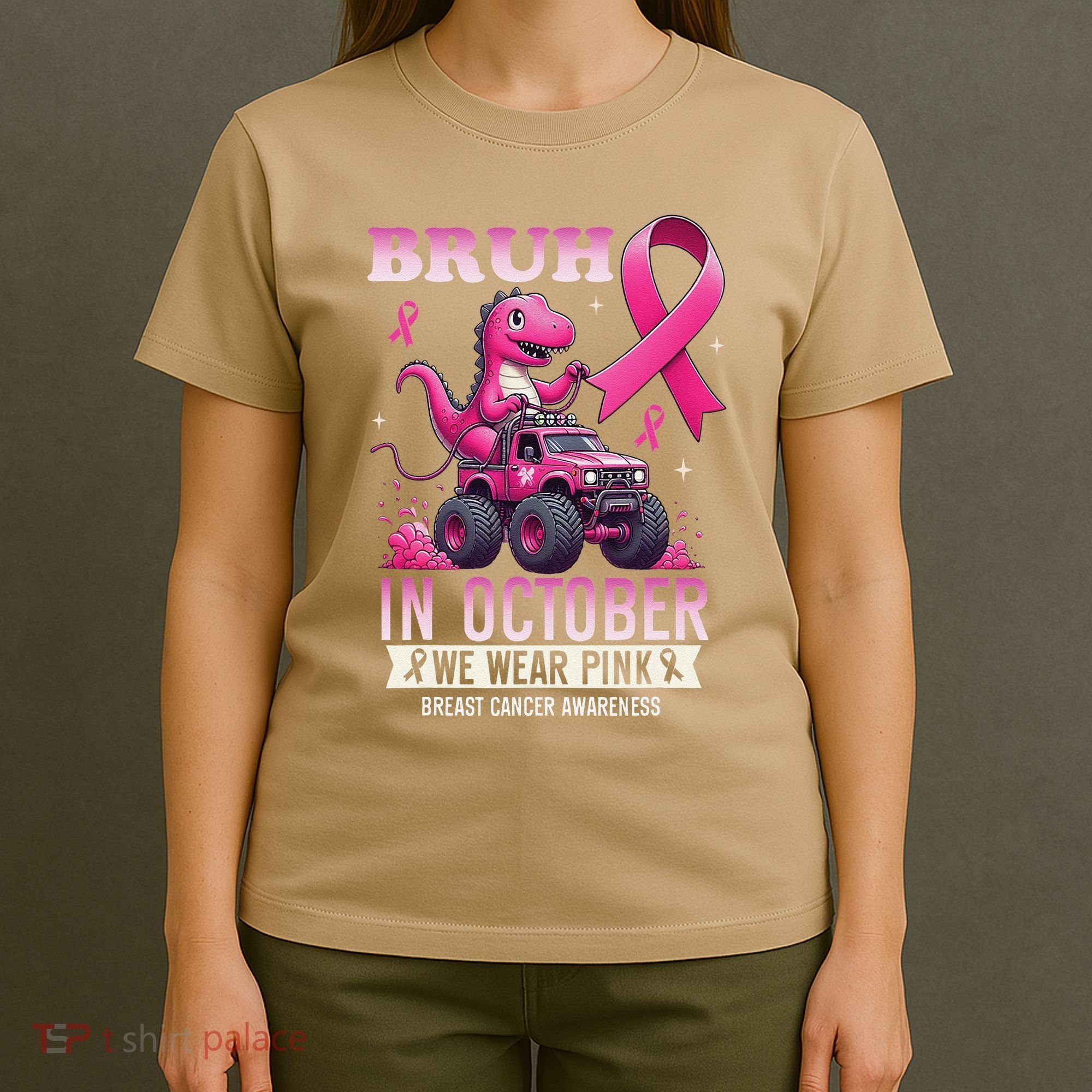 Bruh In October We Wear Pin.K Breast Cancer Awareness T-Shirt