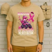 Bruh In October We Wear Pin.K Breast Cancer Awareness T-Shirt thumb 6