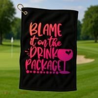 Blame It On The Package Cruise Alcohol Wine Lover Gift Golf Towel thumb 1