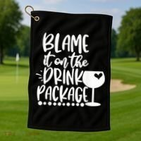 Blame It On The Drink Package Cruise Alcohol Wine Lover Golf Towel thumb 1