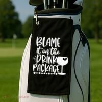 Blame It On The Drink Package Cruise Alcohol Wine Lover Golf Towel thumb 2