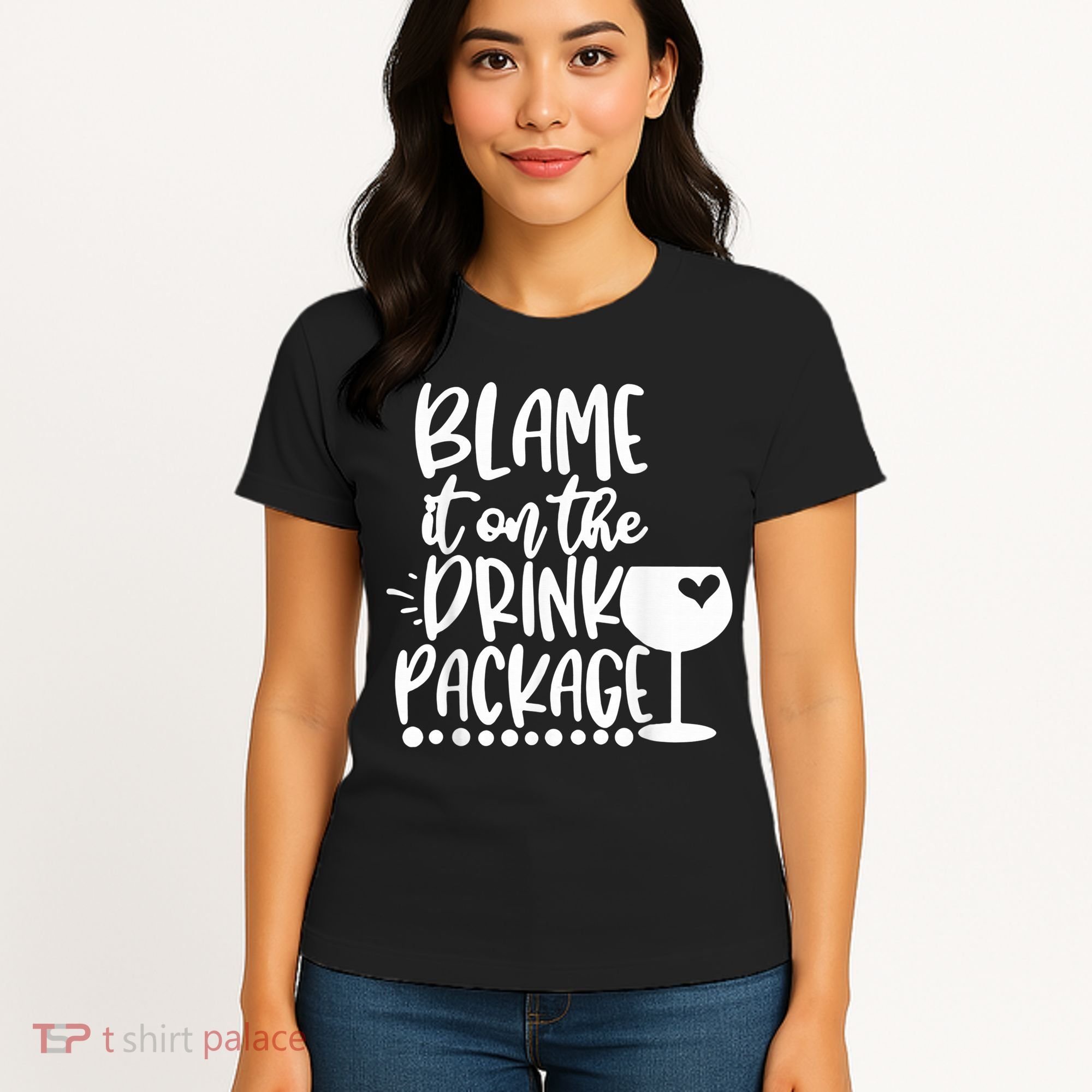 Blame It On The Drink Package Cruise Alcohol Wine Lover Women's T-Shirt