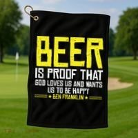 Beer Is Proof That God Drinking Team Beer Gift Golf Towel thumb 1