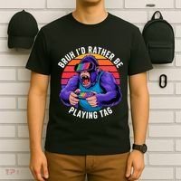 Bruh ID Rather Be Playing Tag Monkey Video Game Gorilla T-Shirt thumb 6