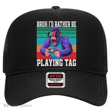 Bruh ID Rather Be Playing Tag Bigfoot Video Game Gorilla Hat