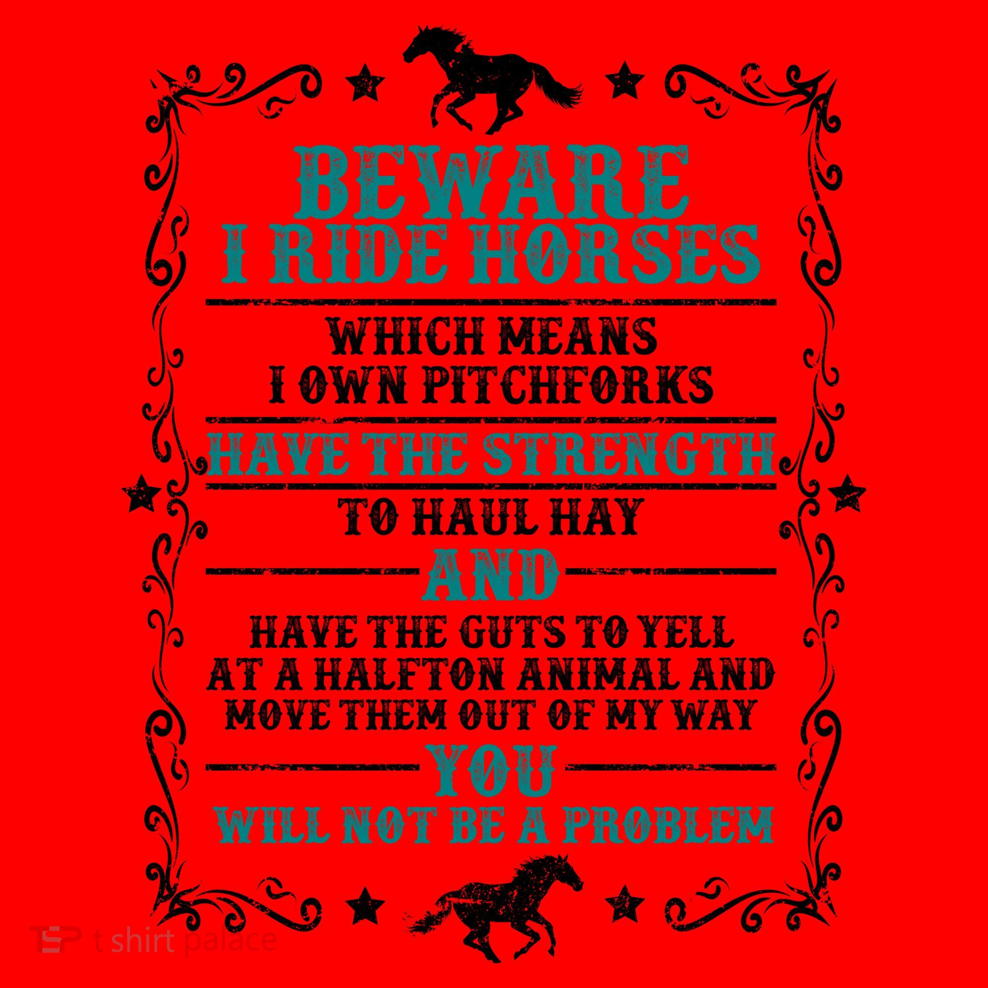 Beware I Ride Horses You Will Not Be A Problem Horse Lover Santa Hat