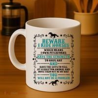 Beware I Ride Horses You Will Not Be A Problem Horse Lover Coffee Mug thumb 4