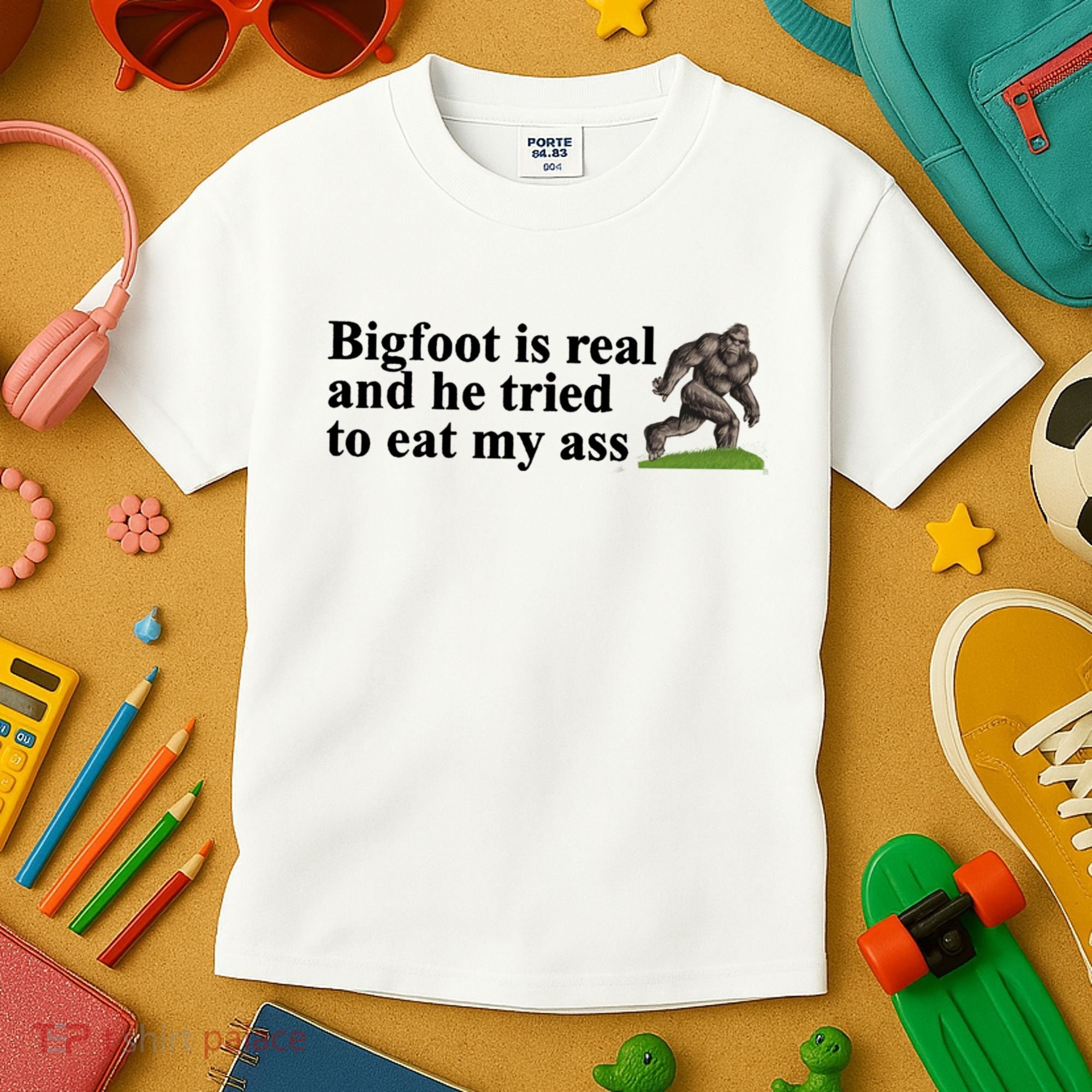 Bigfoot Is Real And He Tried To Eat My Ass Meme Kids T-Shirt
