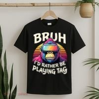 Bruh ID Rather Be Playing Tag Gorilla Wearing Vr Gamer T-Shirt thumb 2