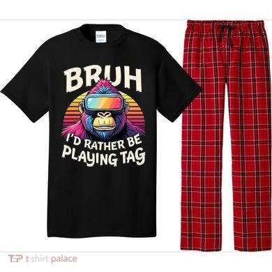 Bruh ID Rather Be Playing Tag Gorilla Wearing Vr Gamer Pajama Set