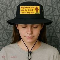 Bigfoot Is Real And He Tried To Eat My Ass Meme Bucket Hat thumb 3