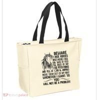 Beware I Ride Horses Not Be A Problem Funny Horse Tote Bag thumb 2