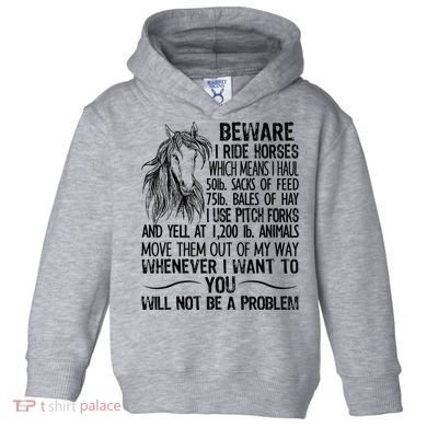 Beware I Ride Horses Not Be A Problem Funny Horse Toddler Hoodie