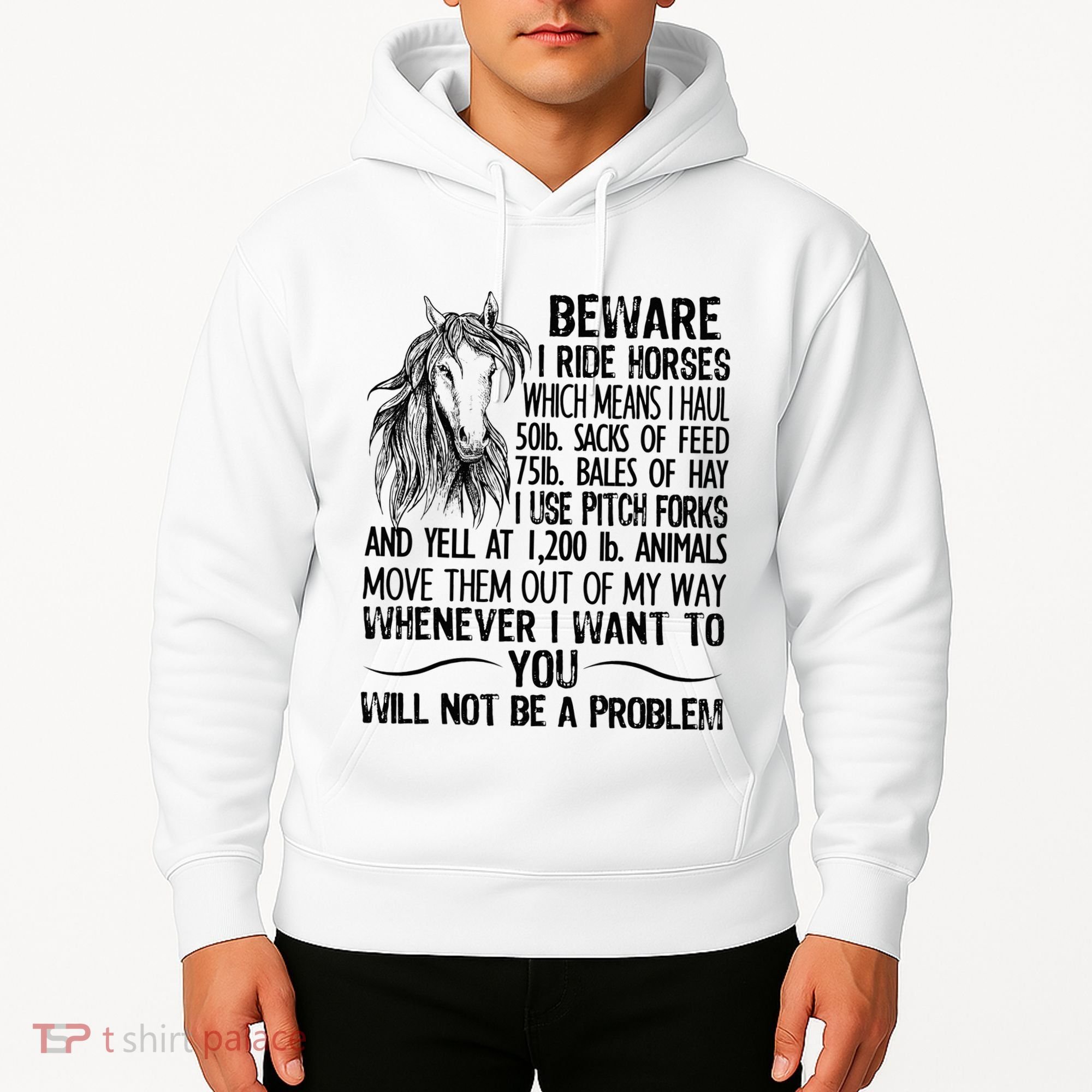 Beware I Ride Horses Not Be A Problem Funny Horse Hoodie