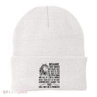 Beware I Ride Horses Not Be A Problem Funny Horse Beanie thumb 0