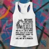 Beware I Ride Horses Not Be A Problem Funny Horse Women's Tank Top thumb 3