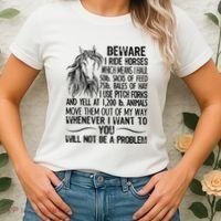 Beware I Ride Horses Not Be A Problem Funny Horse Women's T-Shirt thumb 2