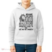 Beware I Ride Horses Not Be A Problem Funny Horse Kids Hoodie thumb 4