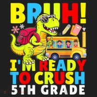 Bruh IM Ready To Crush 5th Grade Dinosaur Back To School Beanie thumb 2