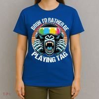 Bruh ID Rather Be Playing Tag Gorilla Wearing Vr Gamer Gift T-Shirt thumb 4