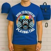 Bruh ID Rather Be Playing Tag Gorilla Wearing Vr Gamer Gift T-Shirt thumb 6