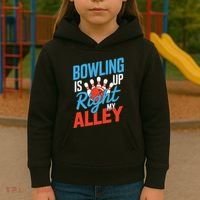 Bowling Is Right Up My Alley Bowling Merchandise Kids Hoodie thumb 3
