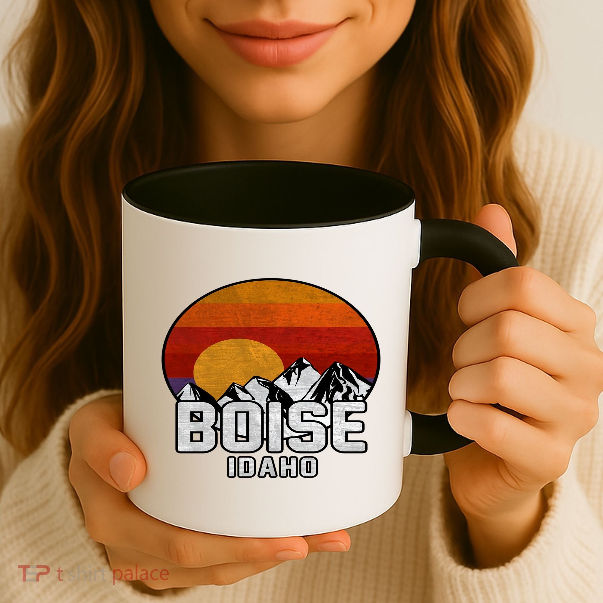 Boise Idaho Retro Mountain Sunset Gift Coffee Mug