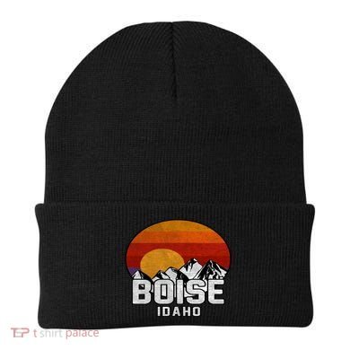 Boise Idaho Retro Mountain Sunset Gift Beanie