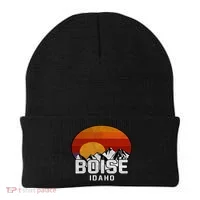 Boise Idaho Retro Mountain Sunset Gift Beanie thumb 0