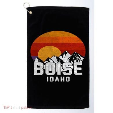 Boise Idaho Retro Mountain Sunset Gift Golf Towel