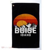 Boise Idaho Retro Mountain Sunset Gift Golf Towel thumb 0