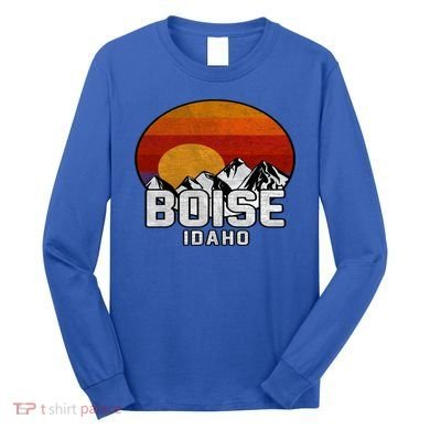 Boise Idaho Retro Mountain Sunset Gift Long Sleeve Shirt