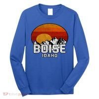 Boise Idaho Retro Mountain Sunset Gift Long Sleeve Shirt thumb 0