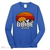 Boise Idaho Retro Mountain Sunset Gift Long Sleeve Shirt thumb 0